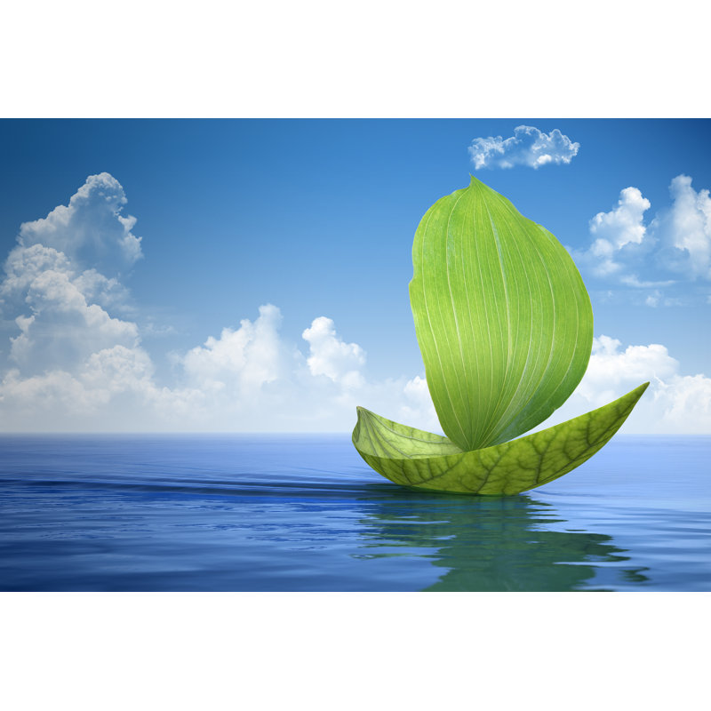 Green Sailboat by ILexx - No Frame Print on Canvas, 20cm H x 30cm W