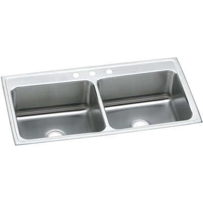 Évier de cuisine à double cuves l 43 po x l 22 po Lustertone