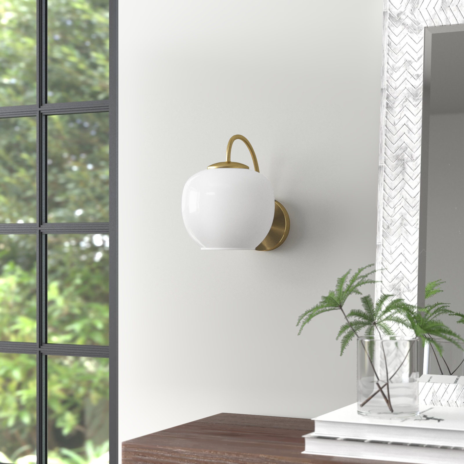 Romy Single Light Glass Dimmable Armed Sconce