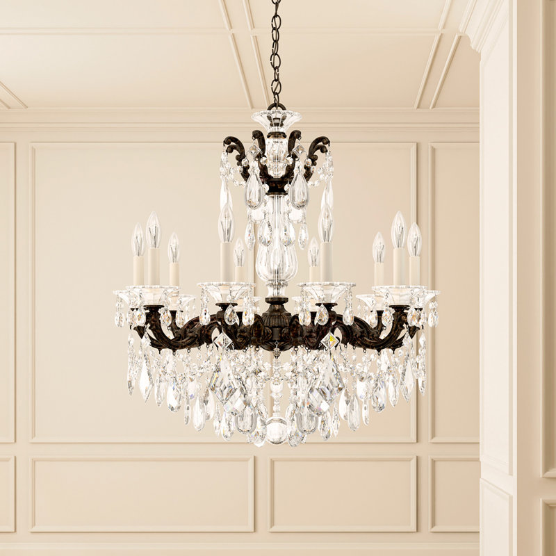 La Scala 10 Light 28in x 29.5in Chandelier in Etruscan Gold with Clear Radiance Crystals, Czech, Heirloom Bronze