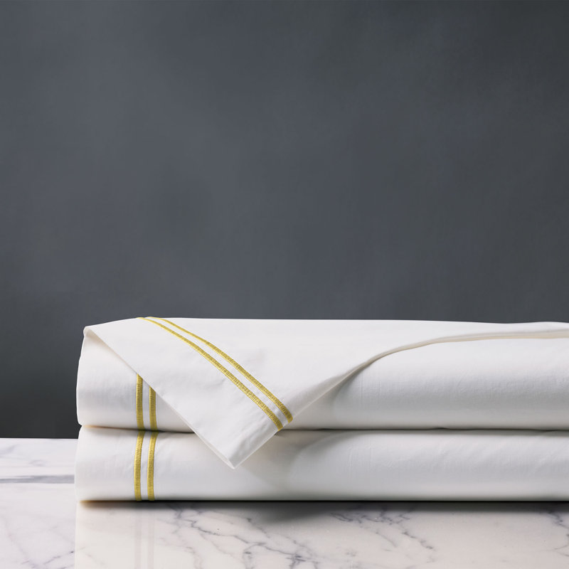 Enzo 100% Cotton Percale Flat Sheet, King Flat Sheet, Daffodil
