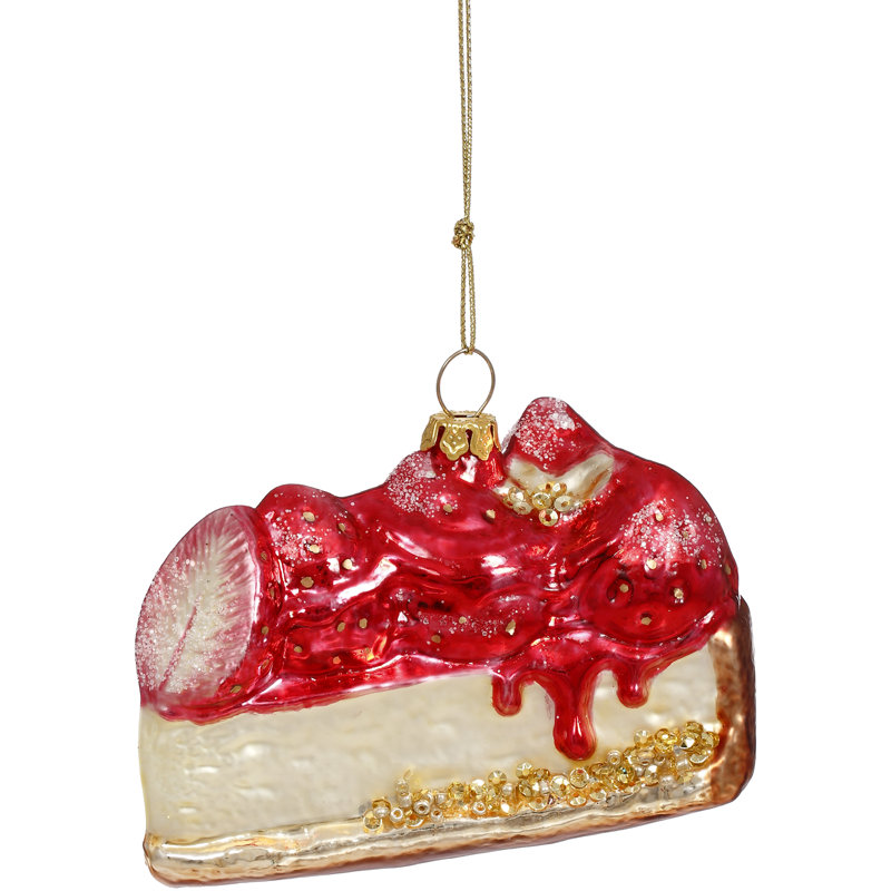Spring Strawberry Cake 4" x 3" Hanging Figurine Ornament