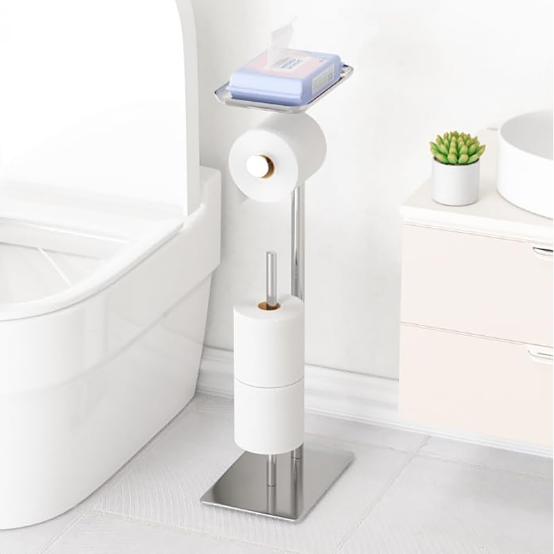 Free Standing Toilet Paper Holder, Silver