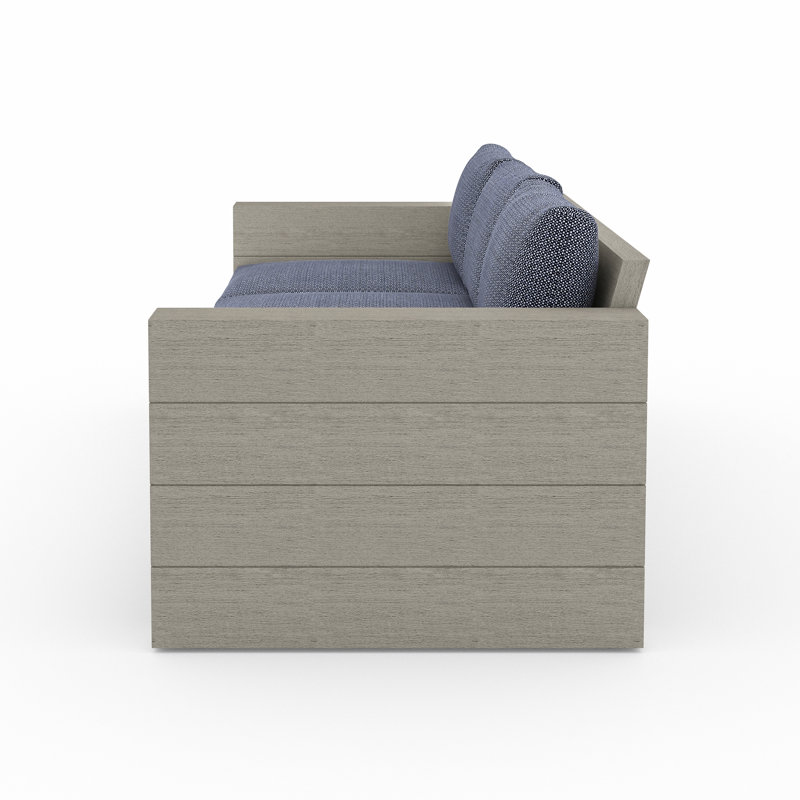 Tsubaki 96" Wide Patio Sofa, Weathered Gray, Charcoal Polypropylene/Olefin