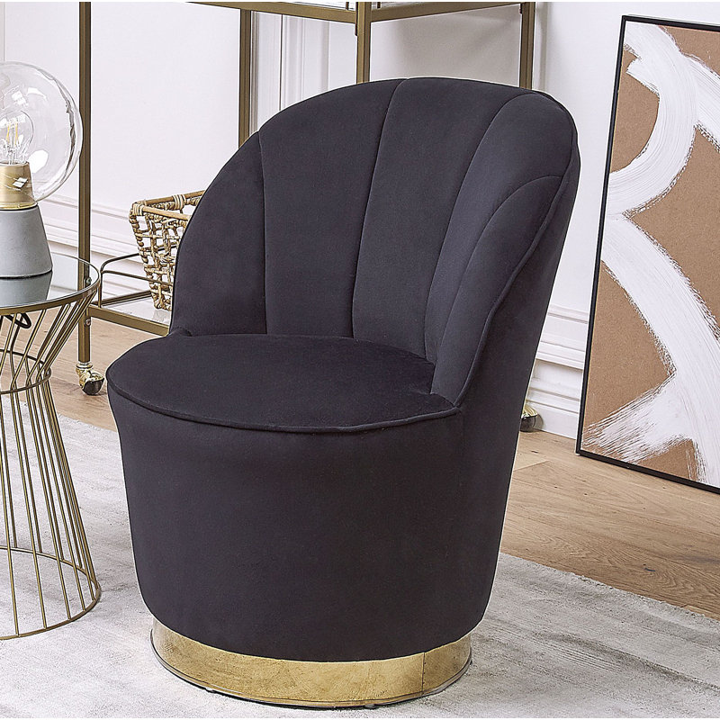 Dominique Velvet Barrel Chair, Black 