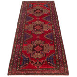 Anadol One-of-a-Kind 3'4" X 10'0" 1990s Runner Wool Area Rug Red