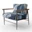Fauteuil contemporain Ethereal Elixir III bleu et gris, revêtu de velours, style abstrait moderne-720355615