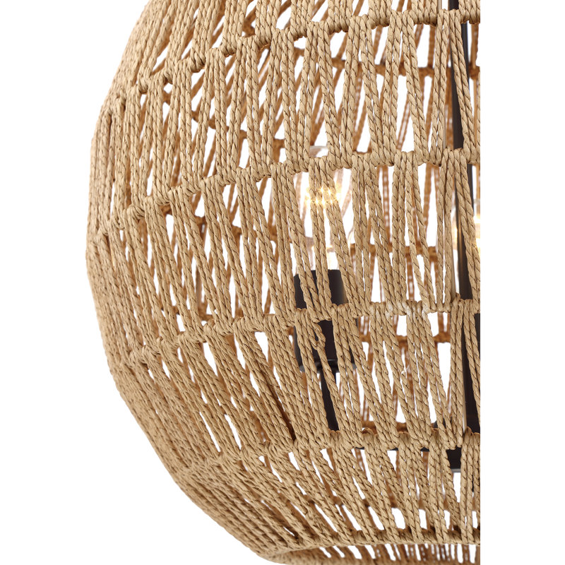 3 - Light Dimmable Globe Chandelier, Bronze, Natural