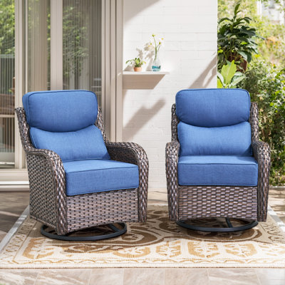 Abbey Patio Swivel Glider Chair Set, 6-Inch Ultra-Plush Cushions & Water-Resistant Olefin Fabric by Lark Manor