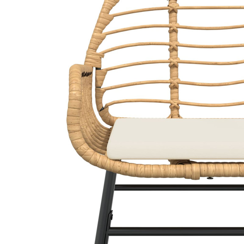 Chaises de patio 2 pièces avec coussins poly rotin, Blanc crème / brun