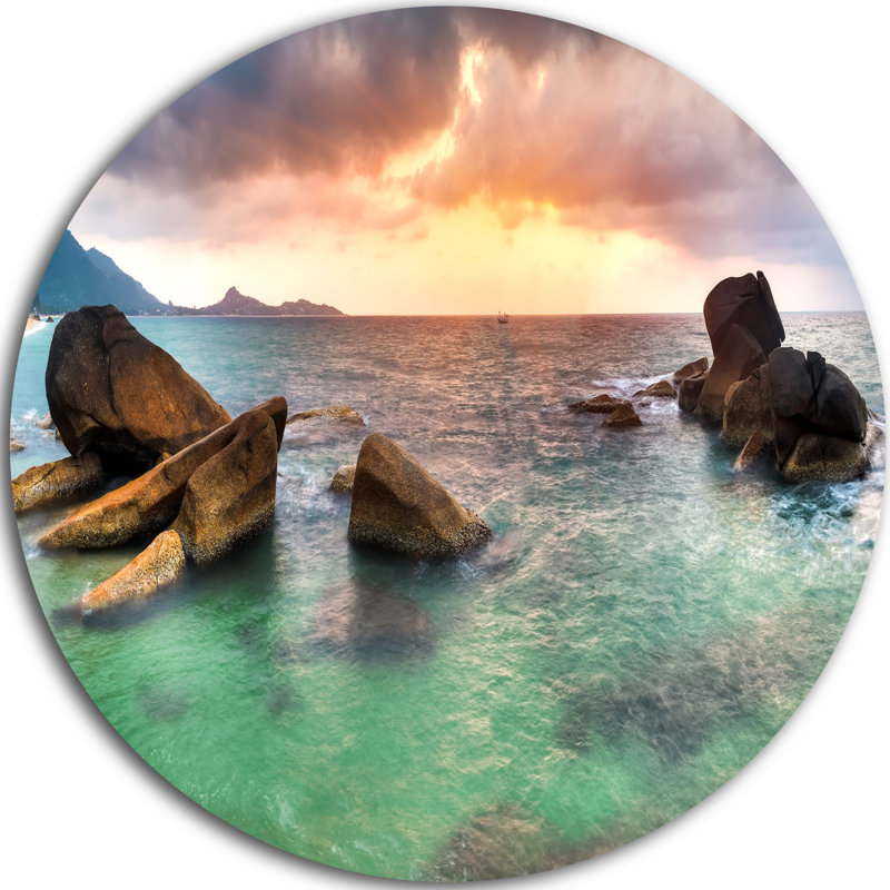 « lever à blue lamai beach », reproduction de photo sur métal, H 23 po x l 23 po x P 1 po