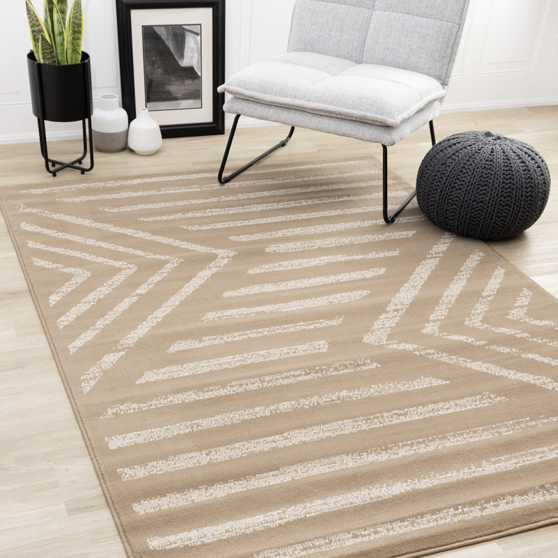 Tapis brun crème Fresno, Rectangle 4 pi 7 po x 6 pi 7 po