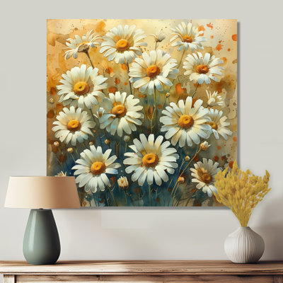 Jaune et blanc, marguerites d'été, fleurs, explosion IV - marguerites, art mural