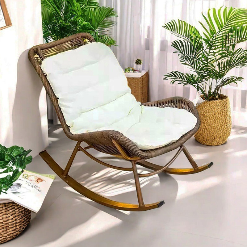 Chaise berçante en PE, Brun noyer