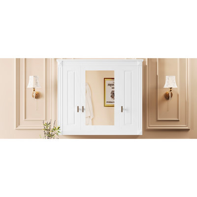 Armoire murale de salle de bain avec 4 tablettes réglables et miroir