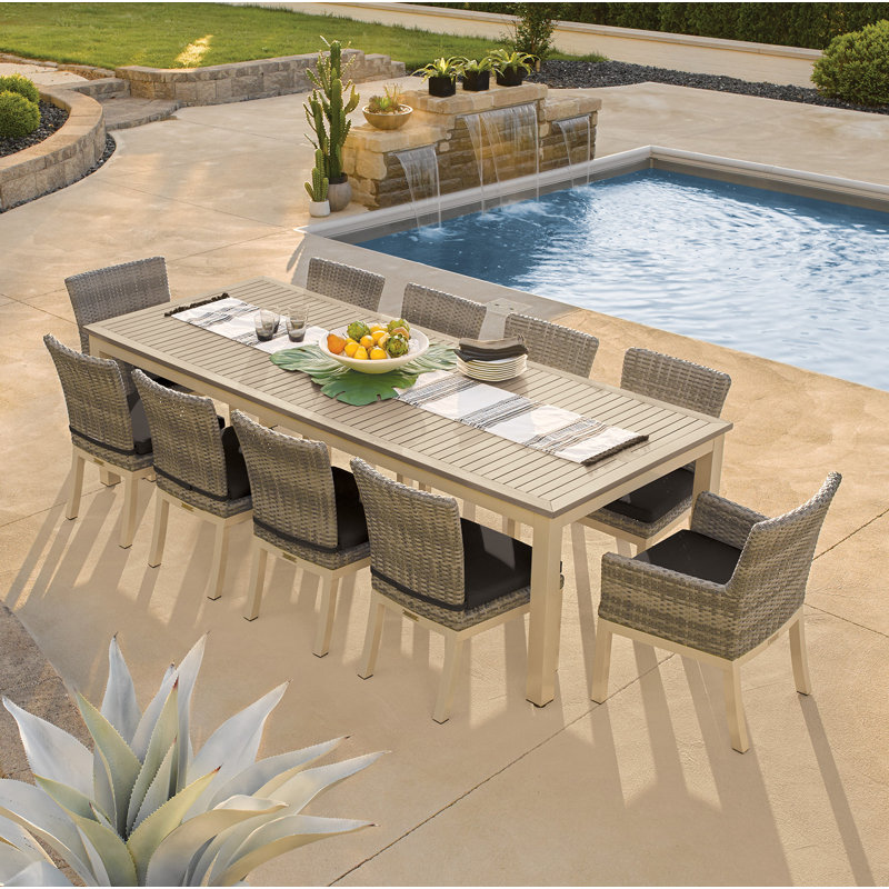 Travira Outdoor 11 - Piece Dining Set with Cushions, Jet Black