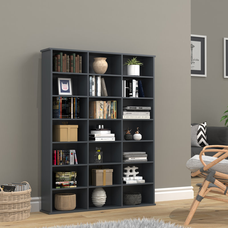 Inbal 136cm H x 105cm W Standard Bookcase, Anthracite