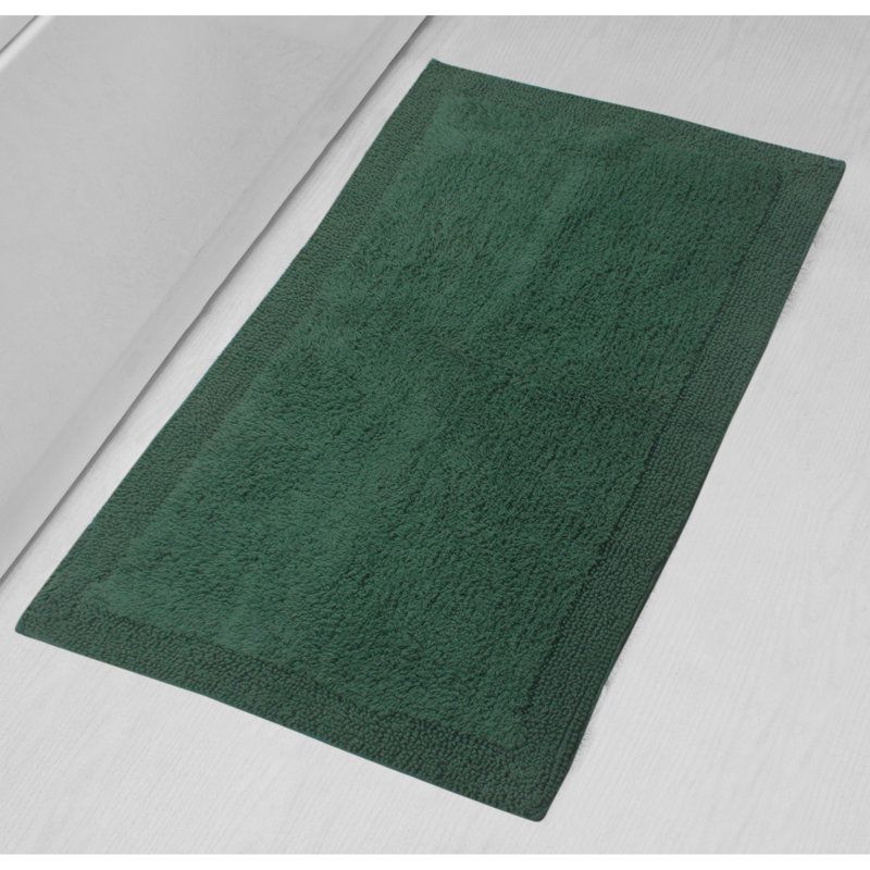 Bruss Luxury Solid Color Bath Rug Reversible, Bottle Green, 24" W x 40" L