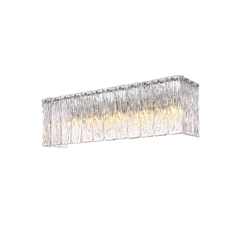 Applique murale en verre 24,5 pouces Rios en chrome, H 8 po x l 24,5 po x P 6,5 po, Chrome chrome, 5 lumières