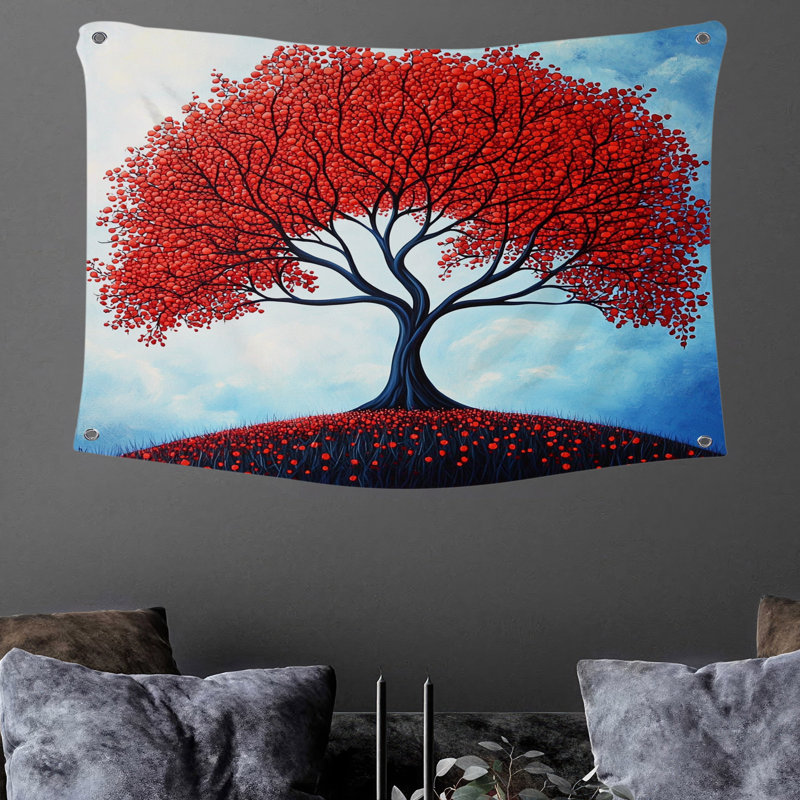 Tapisserie murale arbre - décoration murale botanique, H 50 po x l 60 po