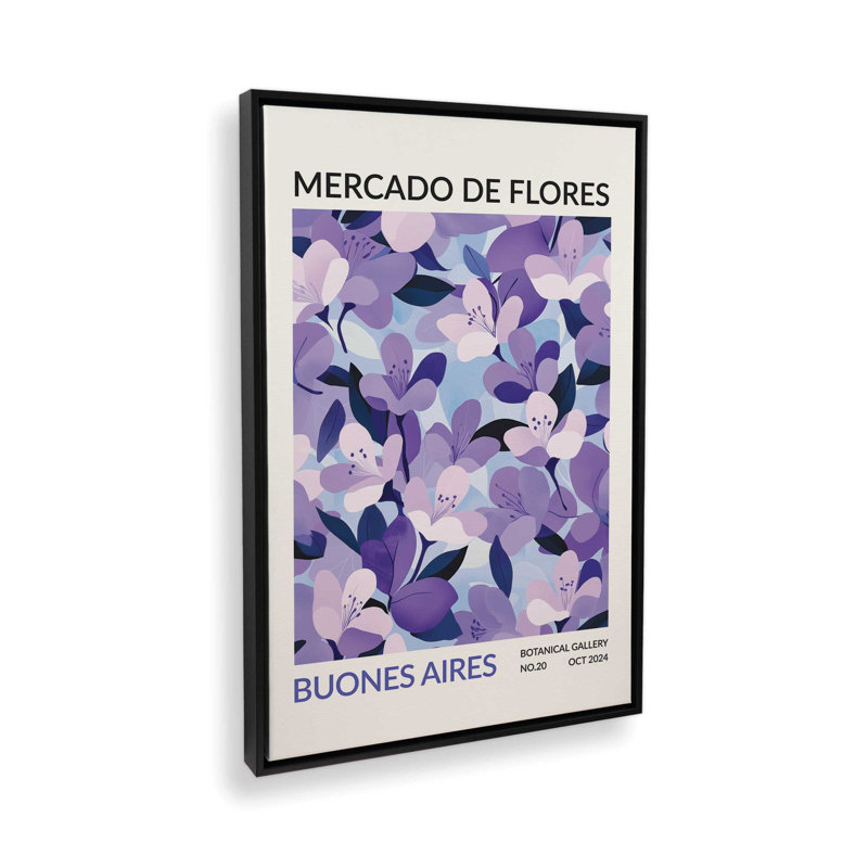 Marché aux fleurs de buisson, Cadre flottant noir satiné, H 30,75 po x l 20,75 po