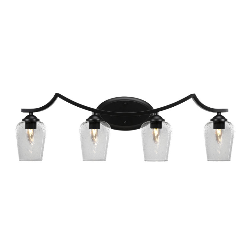 Barre d'éclairage de salle de bain 4 lumières Zilo, À bulles, Noir mat