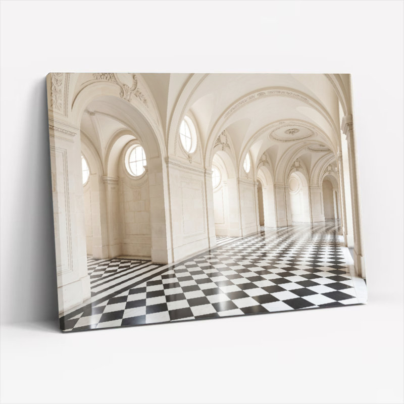 Ensemble de 1 tableau sur toile à motif damier en forme d'arche, 28"H x 40"W, Toile tendue