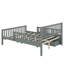 Lit plateforme double en bois avec garde-corps et 2 tiroirs-545936619