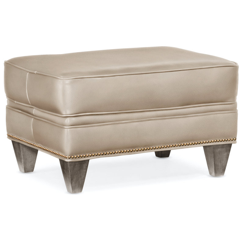 Reddish Ottoman, Stone, French Natural, Aline Fumo Genuine Leather