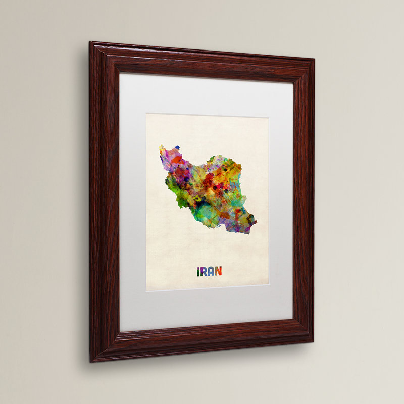 « iran map », impression encadrée encadrée, H 14 po x l 11 po x P 0,5 po