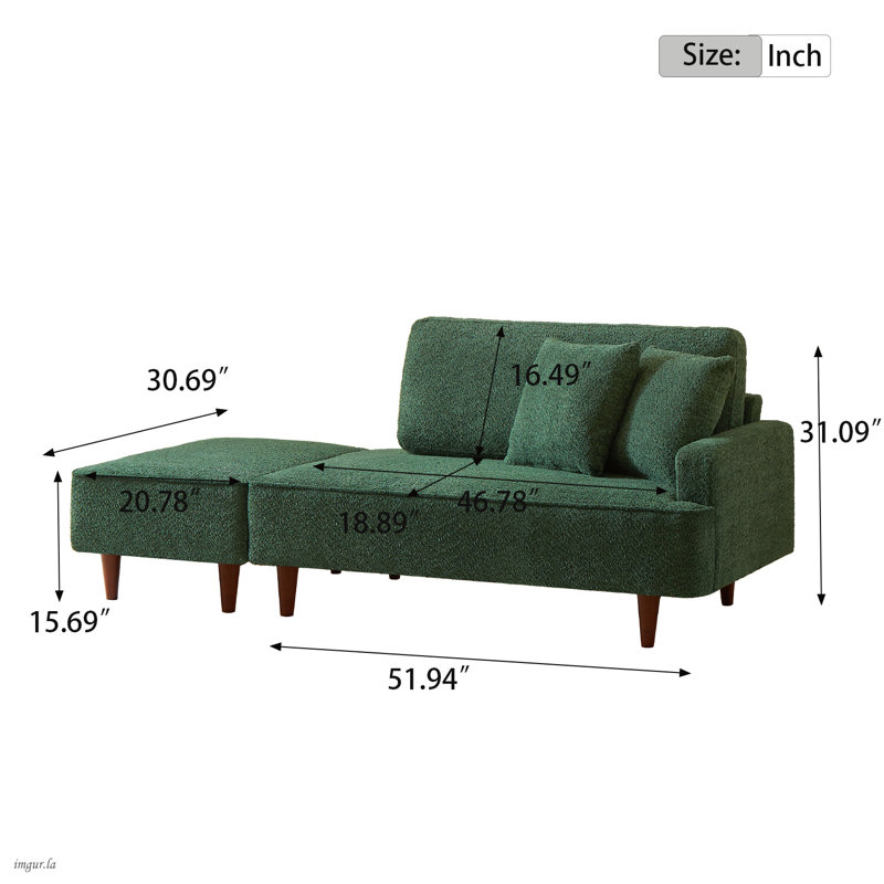 Modern style Chaise Lounge with Ottoman, Accent Chair with Wood Legs, Right-Arm Chaise Lounge Set with Throw Pillow for Living Room, Bedroom