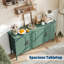 Buffet moderne avec rangement - crédence en bois de 59 pouces avec 4 portes et tablettes réglables - Console pour salon, salle à manger, cuisine, vestibule - vert
