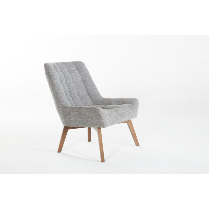 Revere 31.5'' Wide Tufted Side Chair, Gray Polyester Blend