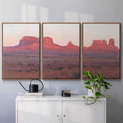 Red Rocks At Dusk II, reproduction encadrée sur toile 3 pièces