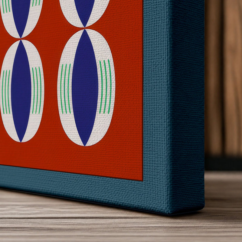 Striped Grid Study Geometric - Wrapped Canvas, 30x20 - 76.2 x 50.8 cm, Teal Border