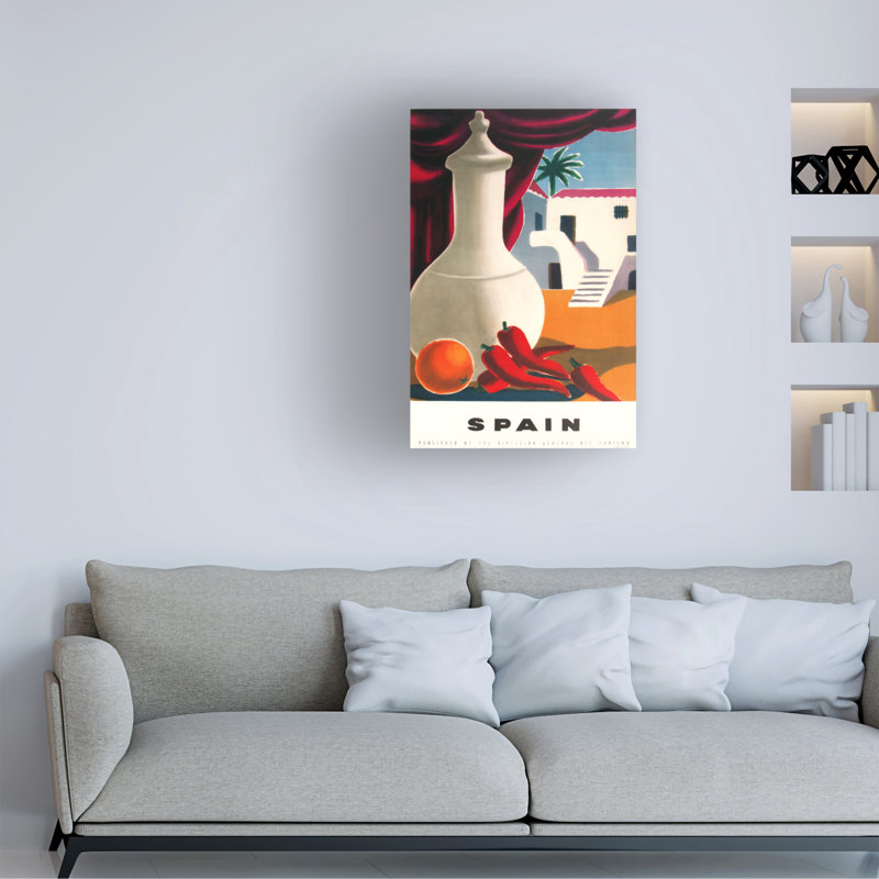 Art rétro Marcus Jules, poivre rouge sur toile, H 12 po x l 19 po