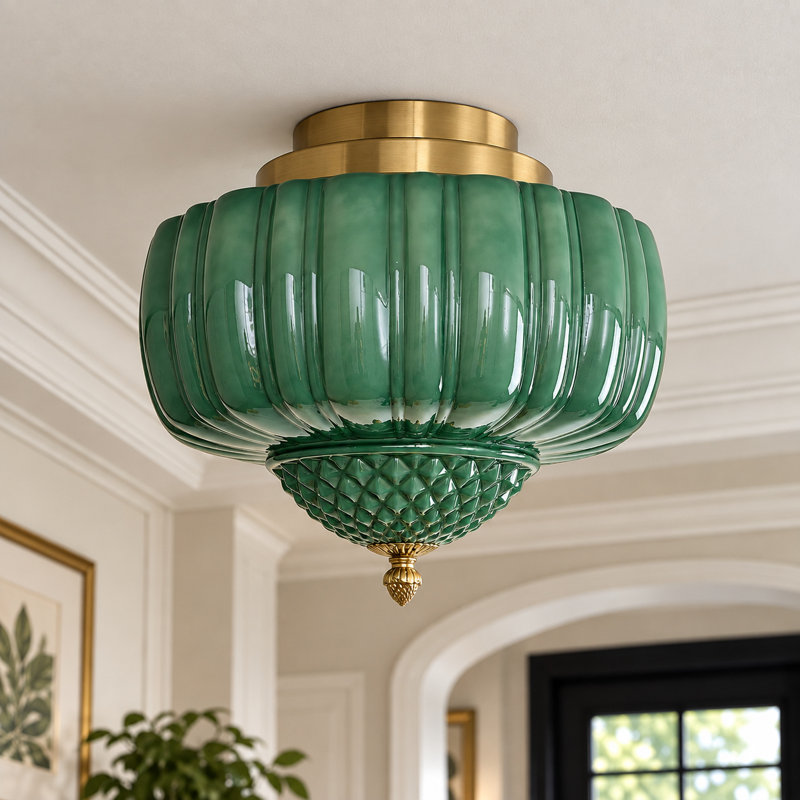 Plafonnier semi-encastré Mid-Century, Green
