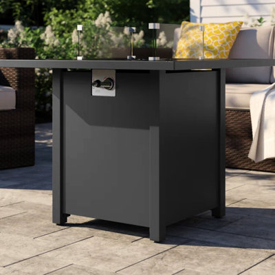Foyer d'extérieur 30 po avec verre fumé - chaleur en acier inoxydable, propane et gaz Lava Rocks D gris surface de table carrée rouille et propane / naturel 57 lb