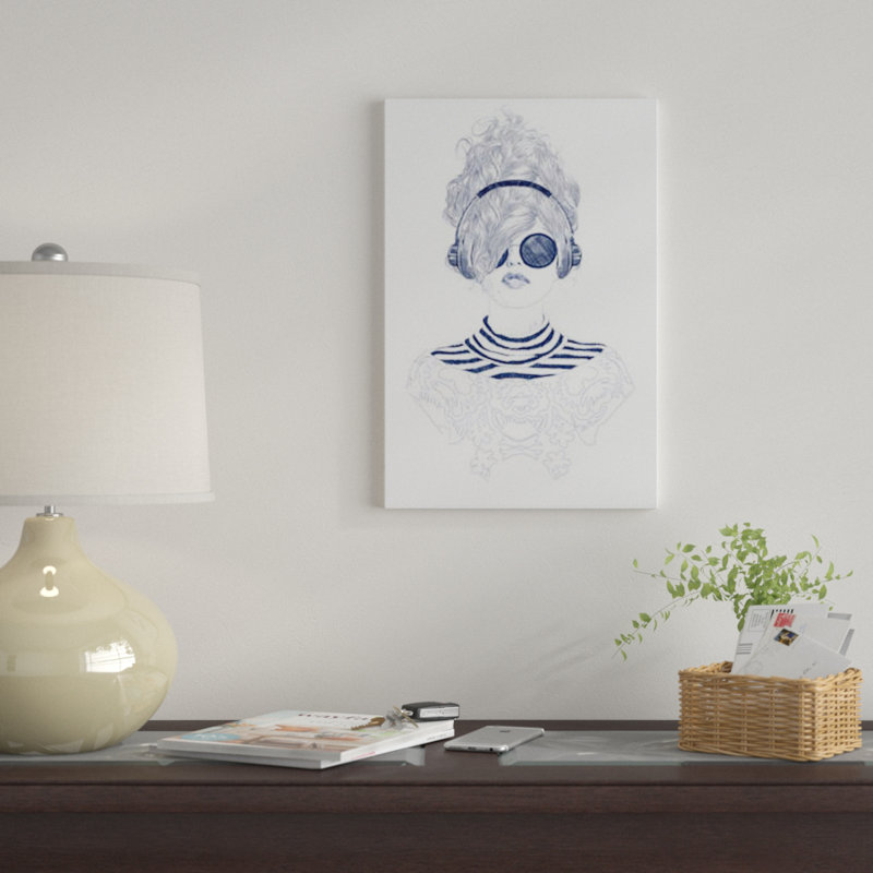 « groove baby », art sur toile, H 24 po x l 16 po x P 1 po, Papier d'art encadré noir, Blanc