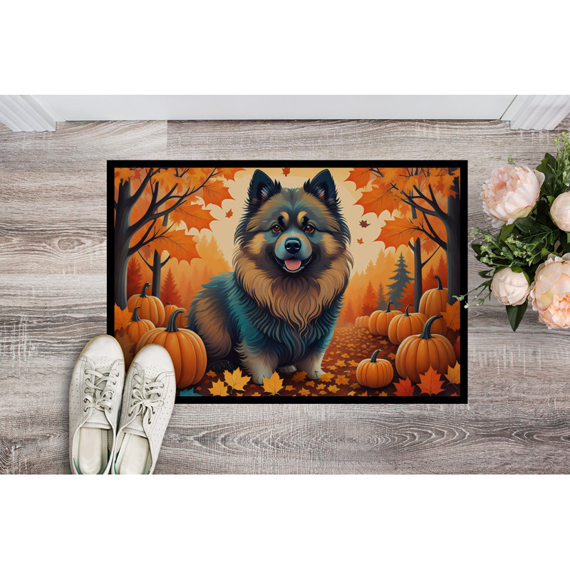 Tapis d'entrée antidérapant Occie Keeshond, L 18 po x L 27 po