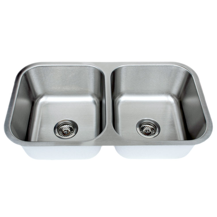 32.5'' L Undermount Double Bowl Stainless Steel Kitchen Sink