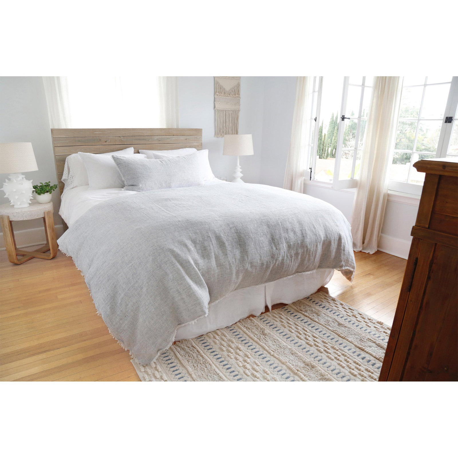Logan Linen Duvet Cover, Navy, Queen
