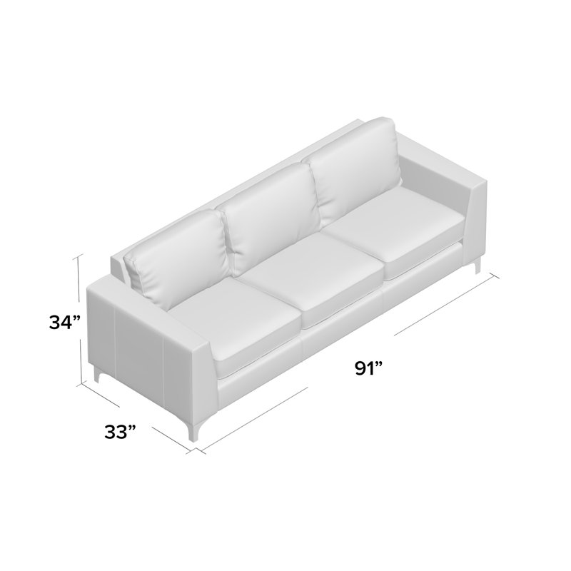 Shupe Upholstered 91.5'' Sofa, Dark Brown Leather Match