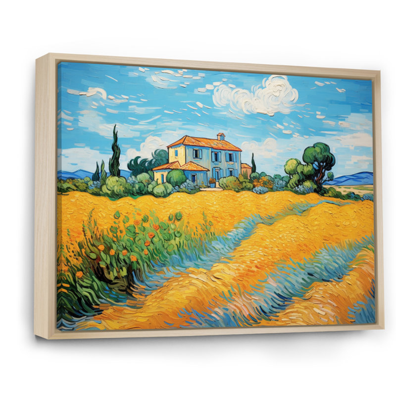 Vangogh, la maison jaune à Arles II, encadrée sur toile par Vincent Van Gogh, peinture, H 34 po x l 44 po x P 1,5 po