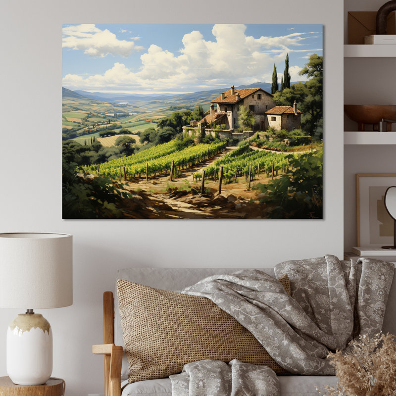 Vineyard Country Charm Serene - Imprimé, H 34 po x l 44 po x P 1,5 po, Toile tendue