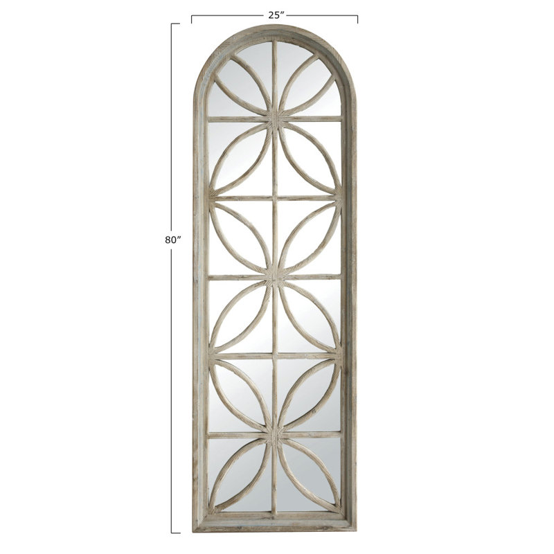 Blasius Arched Wood Framed Mirror with Petal Design