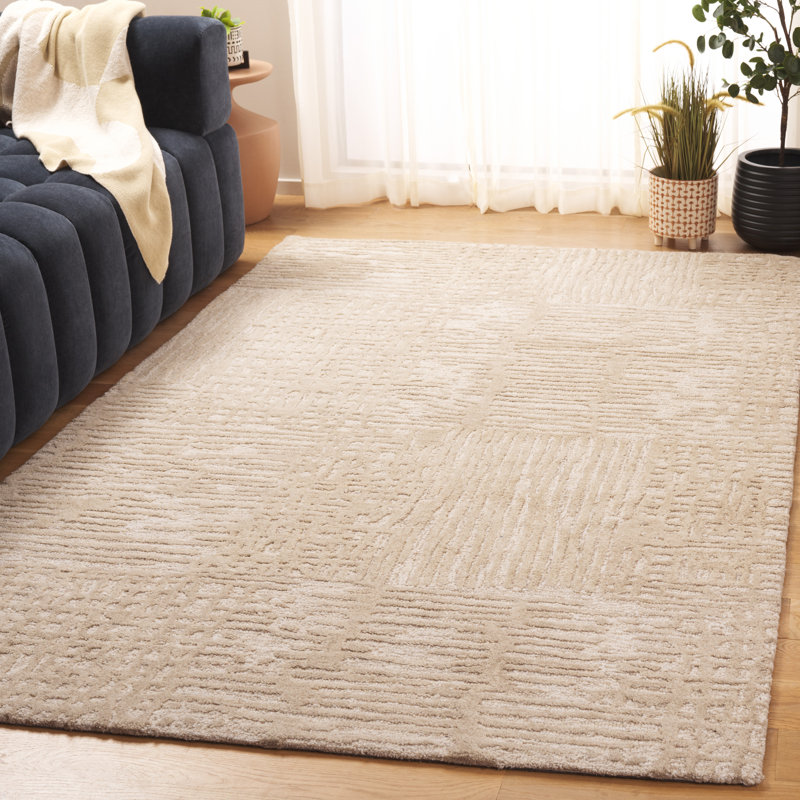 Ebony 775 Hand Tufted Wool/Cotton Abstract Rug in Beige/Ivory, Rectangle 5' x 8'