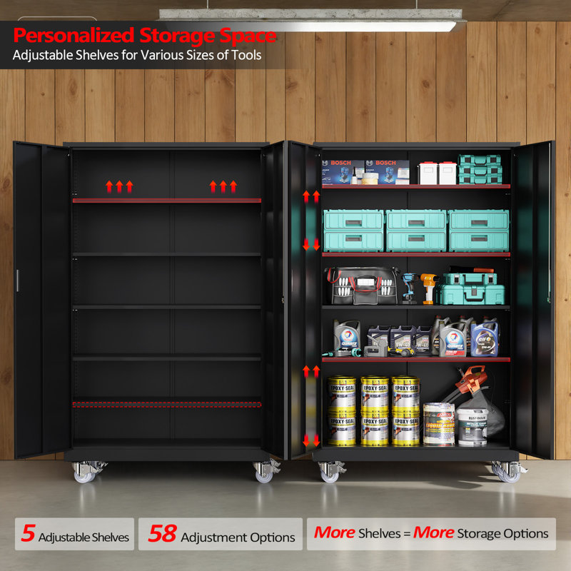Armoire à outils noire avec roulettes
