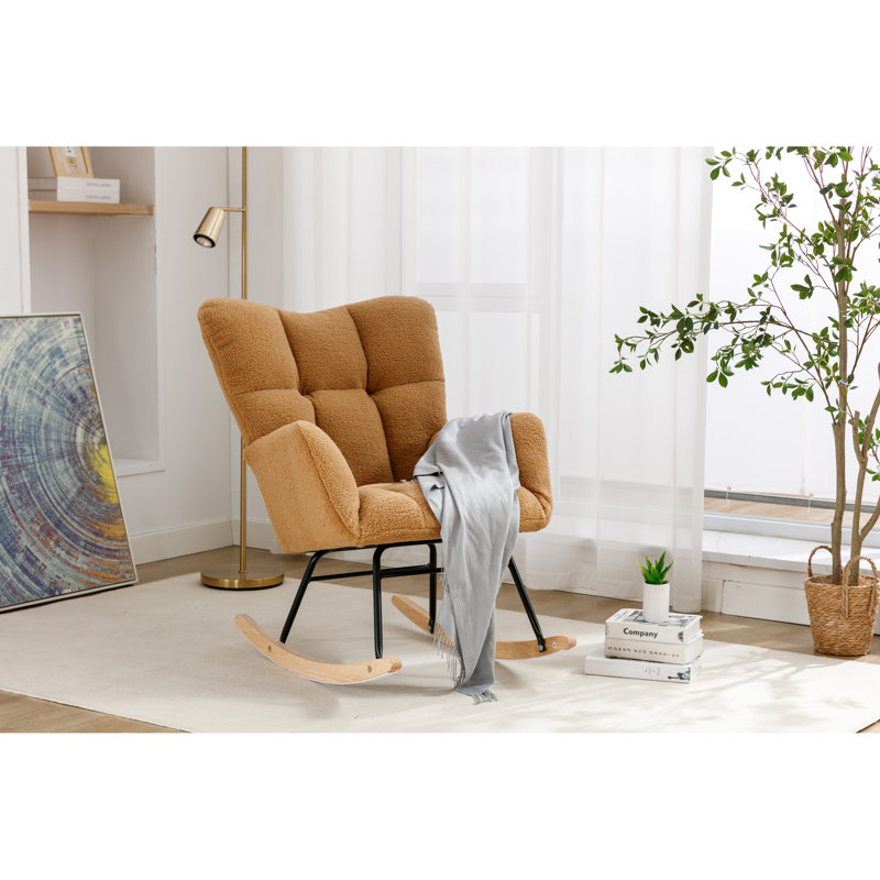 Chaise berçante douce en tissu doux pour bébé, Kaki Teddy