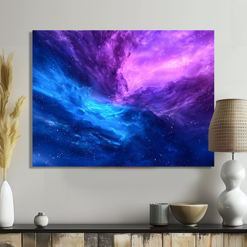 «Galactic Explosion In Space II», art mural fractal en métal, impression moderne sur métal, H 34 po x l 44 po